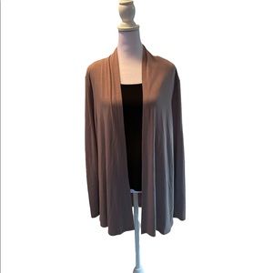 Ann Taylor Gray Open Front Long Sleeve Lightweight Long Jersey Cardigan S